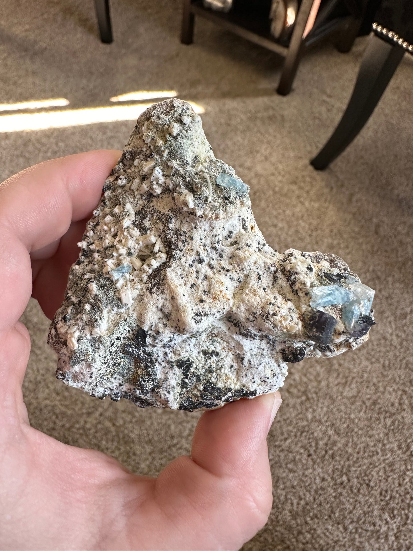 AQUAMARINE WITH BLACK TOURMALINE RAW SPECIMEN!