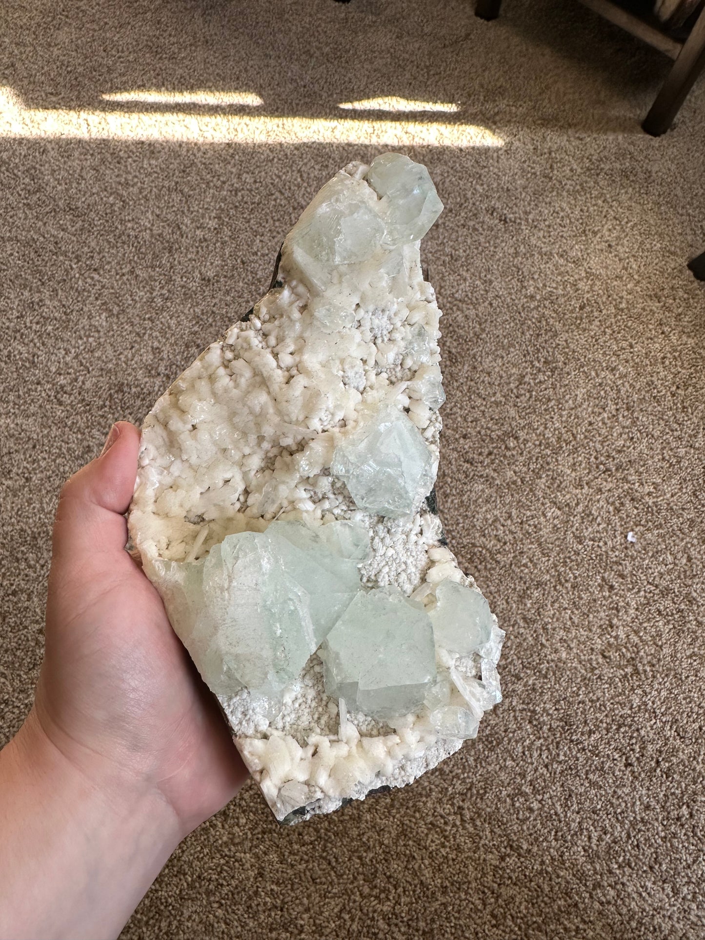 GREEN APOPHYLLITE WITH STILLBITE RAW SPECIMEN!