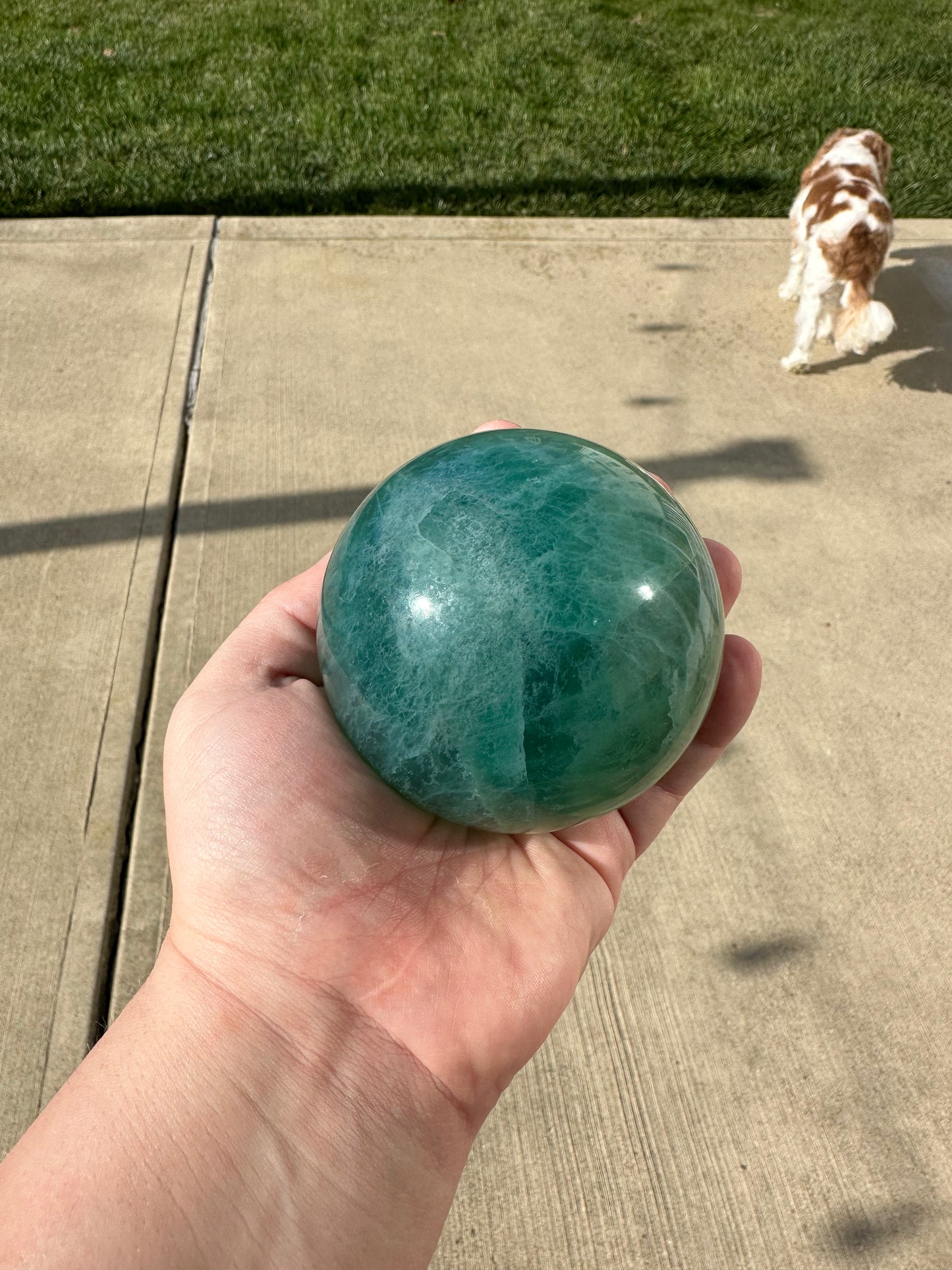 BLUE GREEN FLUORITE SPHERE!