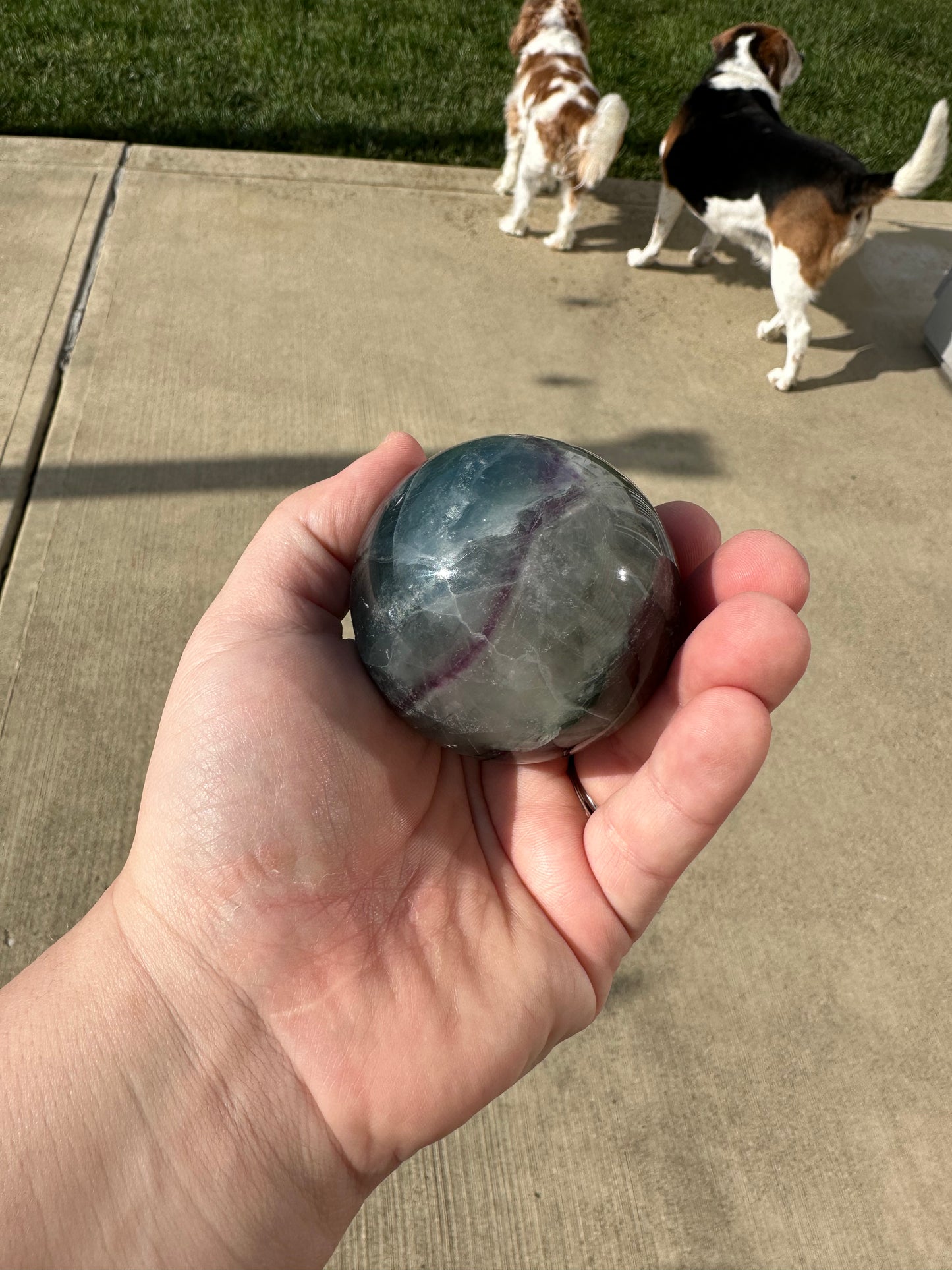 RAINBOW FLUORITE SPHERE!