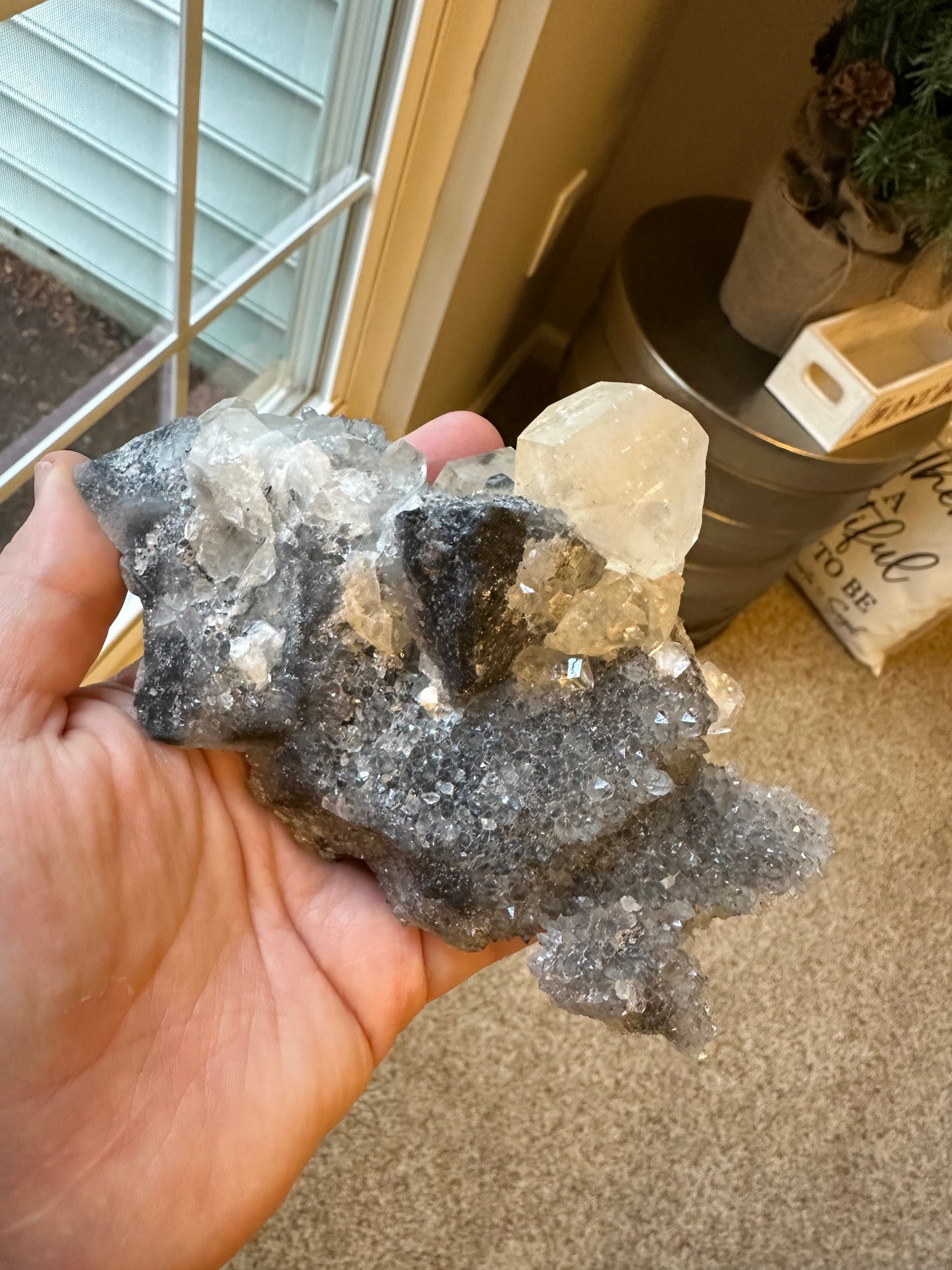 RAW CALCITE ON SPHALERITE AND QUARTZ SPECIMENS!