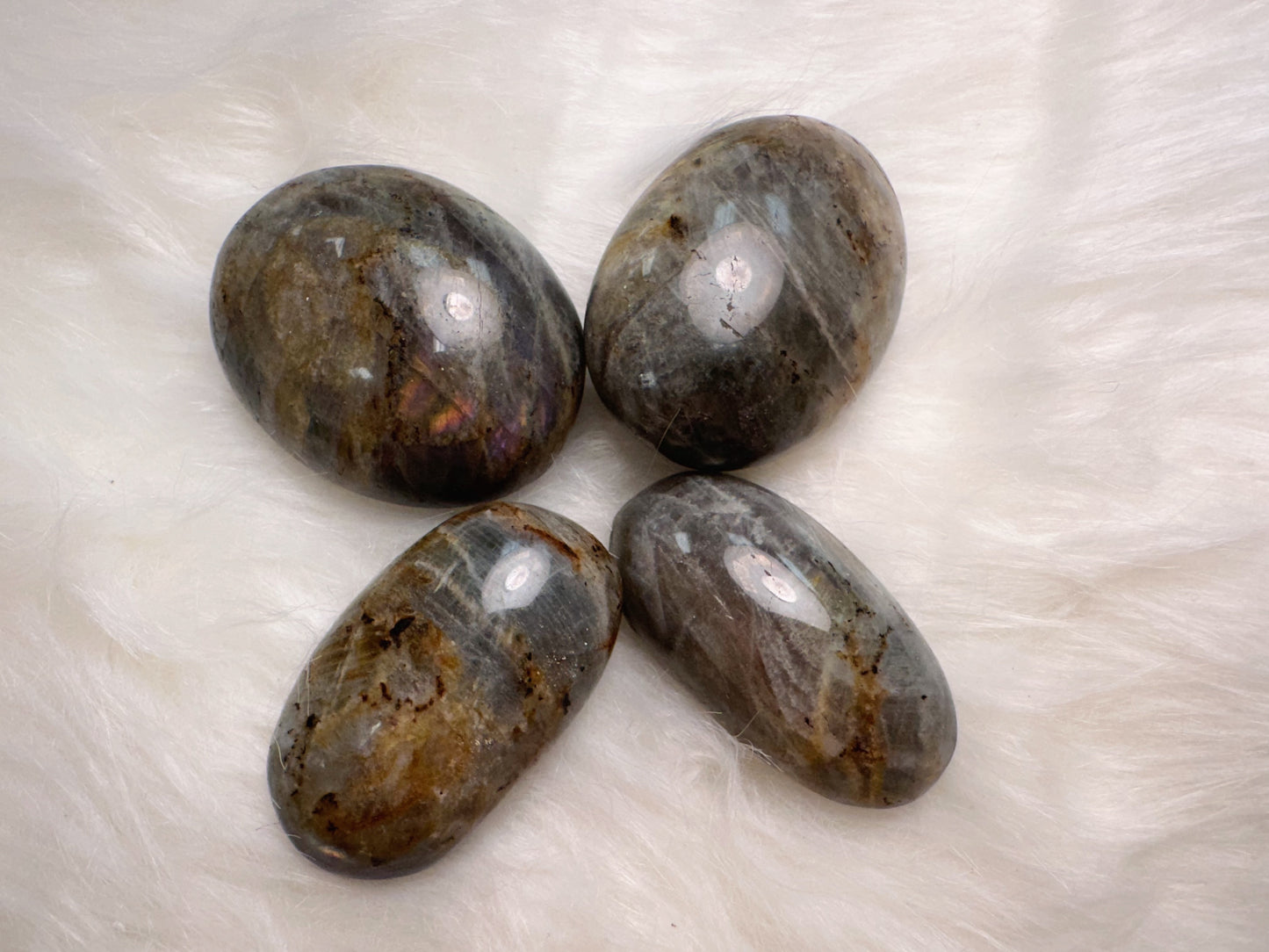 PURPLE FLASH LABRADORITE PALMSTONES!