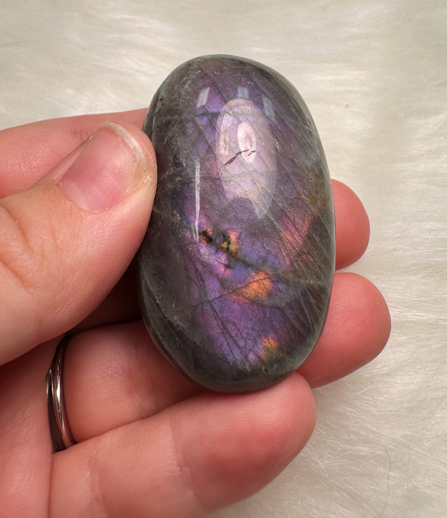 PURPLE FLASH LABRADORITE PALMSTONES!